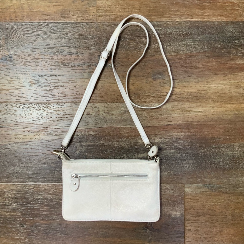 Befen Genuine Leather Crossbody Bag Small White Multi-Pocket Purse - Picture 2 of 6